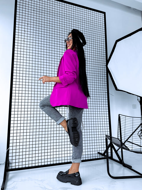 Vivid Fuchsia, ONE SIZE jacket with gathered sleeves